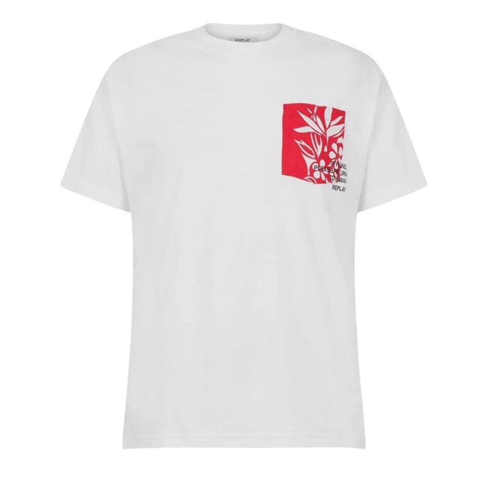 Replay Mens Hawaiian Regular T-Shirt / White